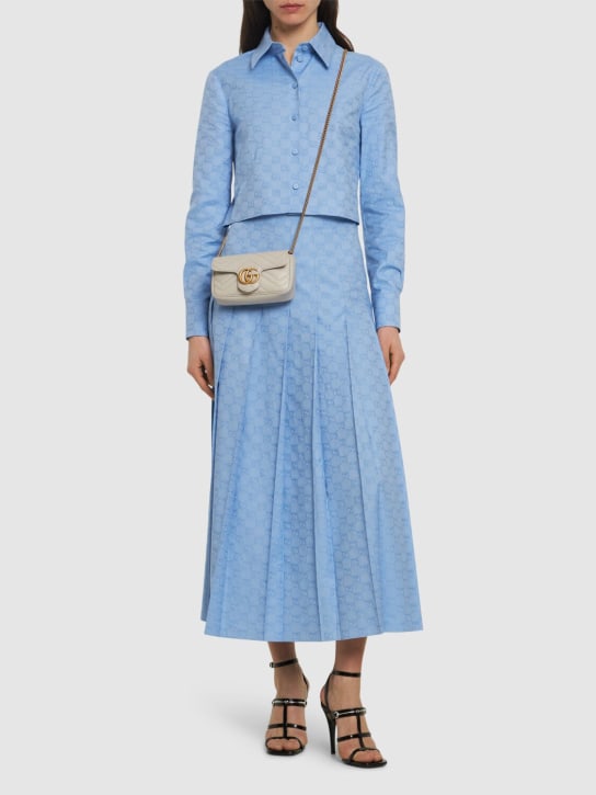 Gucci: Jupe en coton oxford GG Supreme - Bleu Ciel - women_1 | Luisa Via Roma
