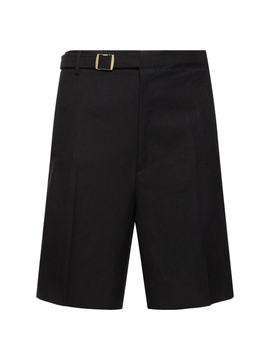Zegna: Oasi linen shorts - Black - men_0 | Luisa Via Roma