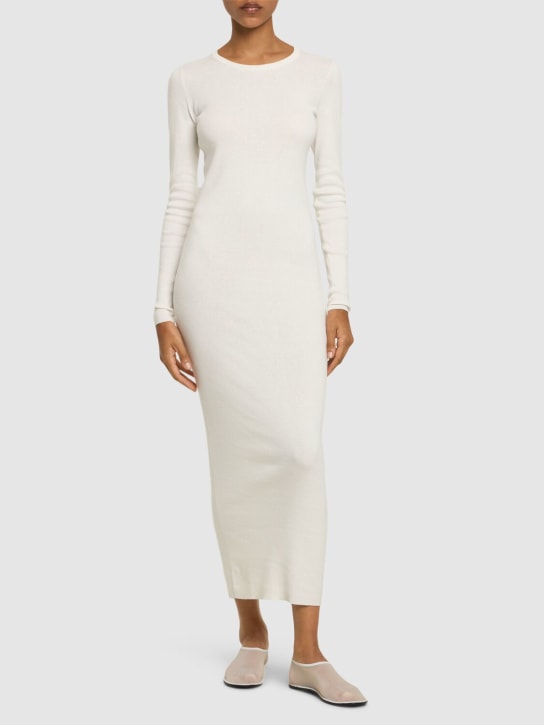 Extreme Cashmere: Snake cotton & cashmere long dress - White - women_1 | Luisa Via Roma