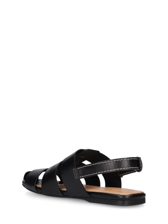 JW Anderson: 10mm Leather fisherman flat sandals - Black - women_3 | Luisa Via Roma