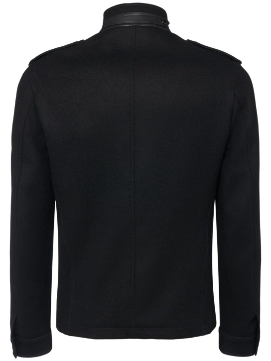 Tom Ford: Japanese felt stand collar casual jacket - Black - men_1 | Luisa Via Roma
