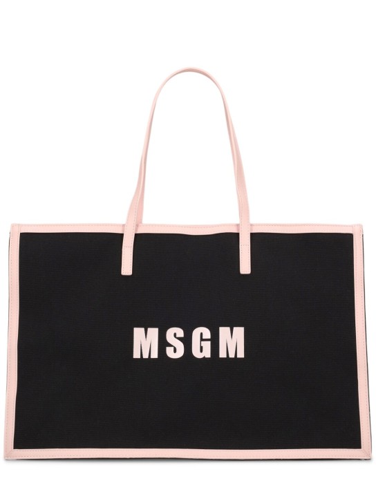 MSGM: Canvas shopper bag - Siyah - kids-girls_0 | Luisa Via Roma
