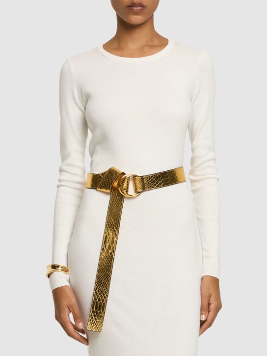 Michael Kors Collection: Jackie leather belt - Gold - women_1 | Luisa Via Roma