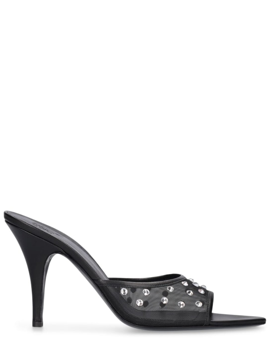 Gia Borghini: 90mm Honorine mesh sandals - Black/Silver - women_0 | Luisa Via Roma