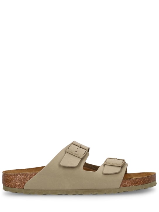 BIRKENSTOCK: Arizona faux leather sandals - Khaki - men_0 | Luisa Via Roma