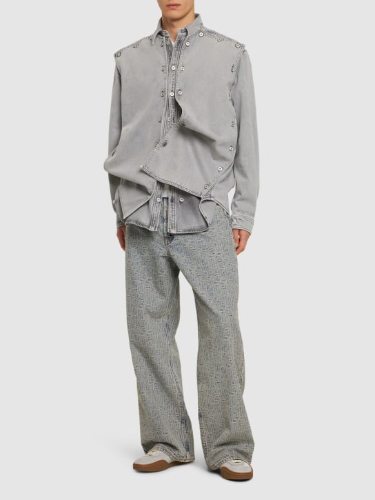 Y/PROJECT: Denim buttons shirt jacket - Light Grey - men_1 | Luisa Via Roma