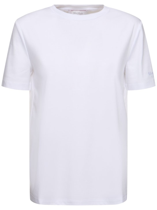 Max Mara: Cosmo interlock t-shirt - Beyaz - women_0 | Luisa Via Roma