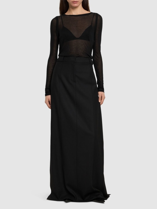 Victoria Beckham: Tailored wool blend maxi skirt - Black - women_1 | Luisa Via Roma