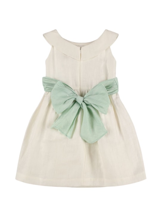 Il Gufo: Linen blend dress - White/Light Green - kids-girls_1 | Luisa Via Roma
