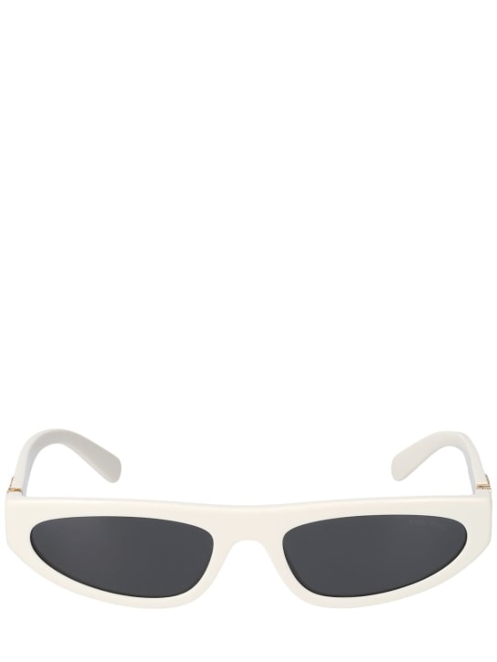 Miu Miu: Cat-eye mask acetate sunglasses - White/Grey - women_0 | Luisa Via Roma
