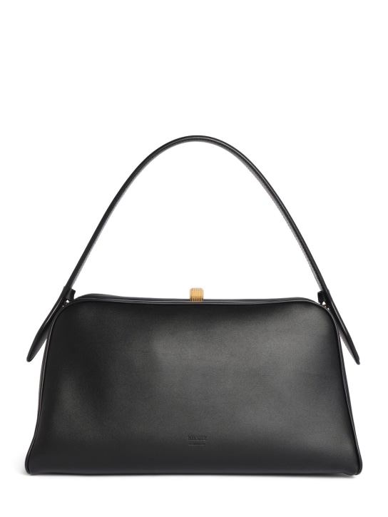 Khaite: Sac à main en cuir lisse Cate - Noir - women_0 | Luisa Via Roma