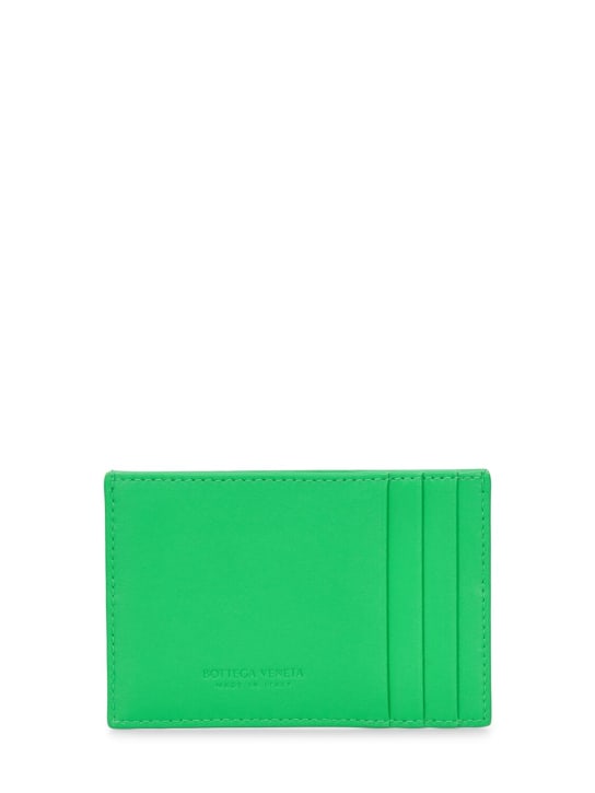 Bottega Veneta: Cassette leather credit card case - Parakeet - men_1 | Luisa Via Roma