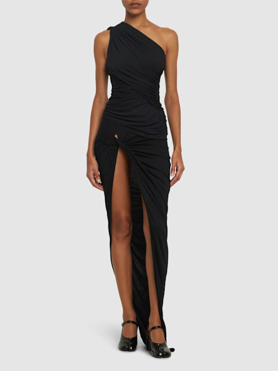 Rick Owens: Top Amira monospalla drappeggiato - Nero - women_1 | Luisa Via Roma