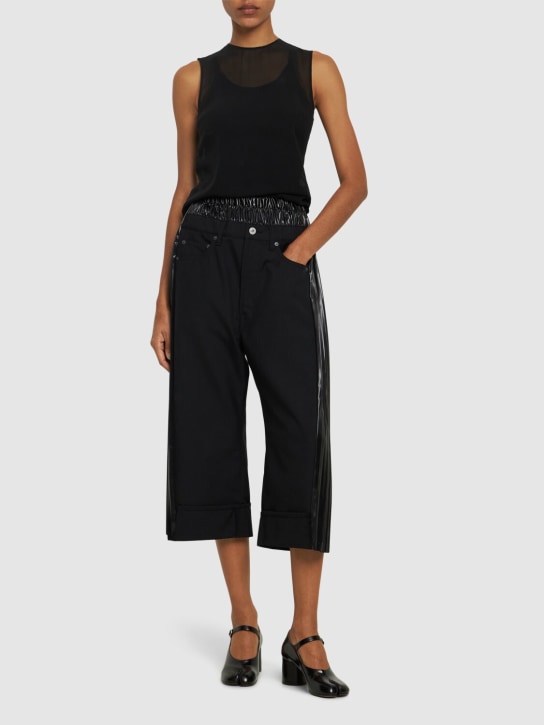 JUNYA WATANABE: Pantalones anchos de lana y satén - Negro - women_1 | Luisa Via Roma