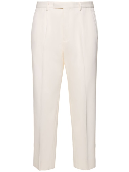 Zegna: Cotton & wool pleated pants - Beyaz - men_0 | Luisa Via Roma