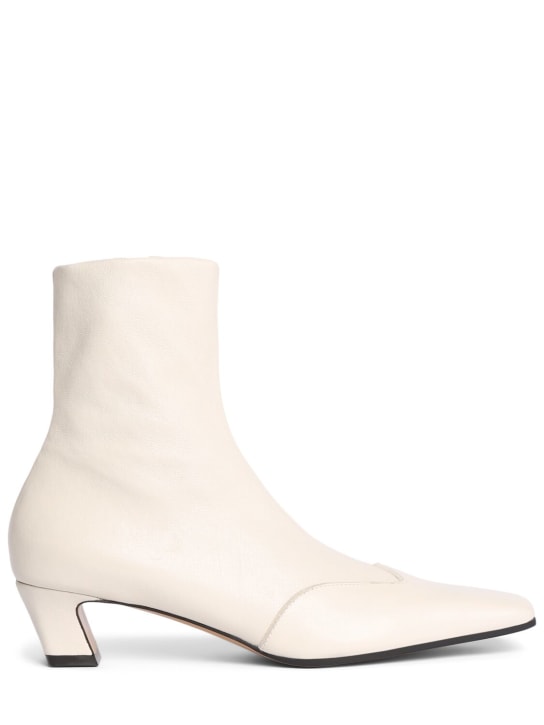 Khaite: 40mm Nevada stretch ankle boots - Cream - women_0 | Luisa Via Roma