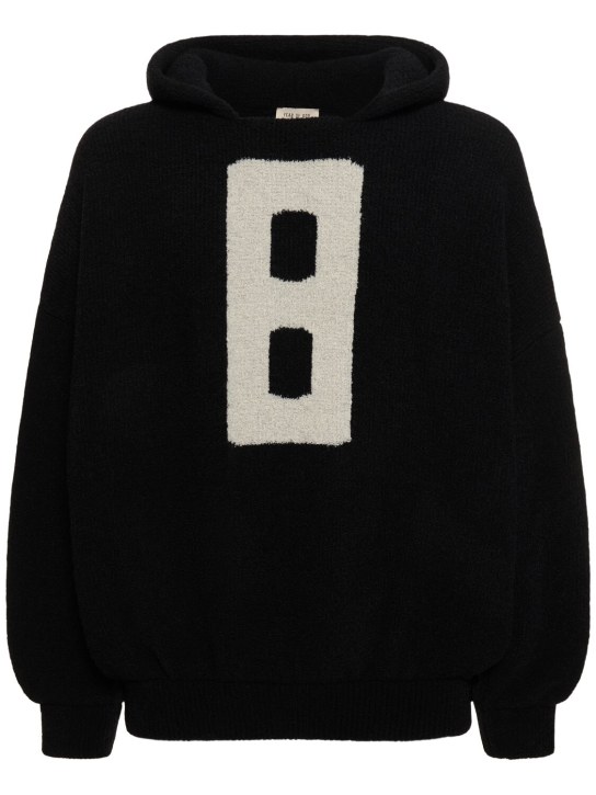 Fear of God: Wool blend logo hoodie - Siyah - men_0 | Luisa Via Roma