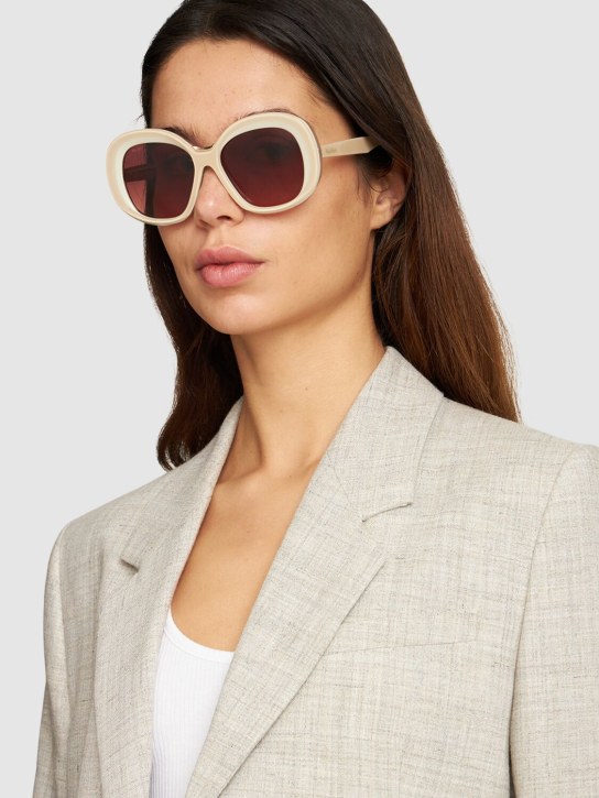 Max Mara: Edna round acetate sunglasses - Ivory/Brown - women_1 | Luisa Via Roma