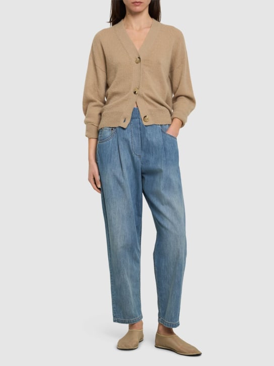 Brunello Cucinelli: Light denim wide jeans - Açık Mavi - women_1 | Luisa Via Roma