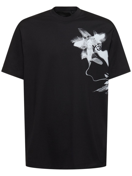 Y-3: T-shirt à manches courtes GFX - Noir - men_0 | Luisa Via Roma