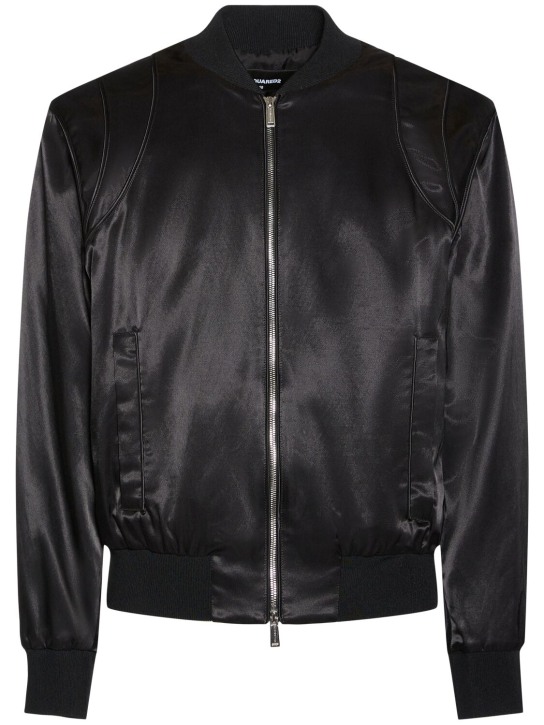 Dsquared2: Cotton & viscose bomber jacket - Black - men_0 | Luisa Via Roma