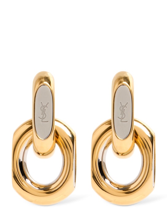 Saint Laurent: Boucles d'oreilles en métal Cassandre - Gold/Palladium - women_0 | Luisa Via Roma