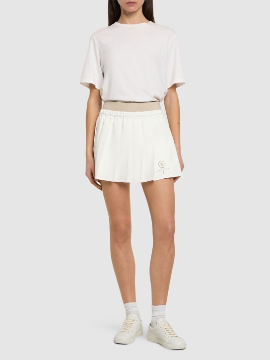 Brunello Cucinelli: Pleated mini skirt - Beyaz - women_1 | Luisa Via Roma