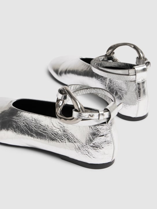 Jil Sander: Ballerine in pelle metallizzata 10mm - Argento - women_4 | Luisa Via Roma