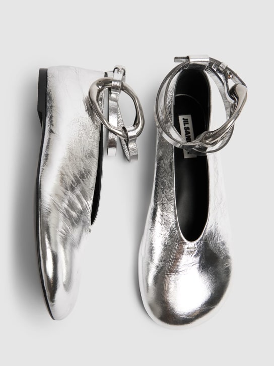 Jil Sander: Ballerine in pelle metallizzata 10mm - Argento - women_2 | Luisa Via Roma