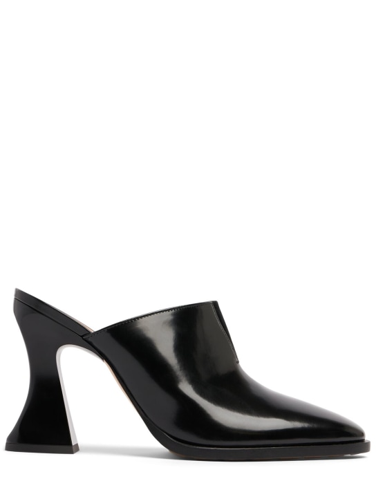Bottega Veneta: 100mm Cha-Cha vinyl-heeled mules - Black - women_0 | Luisa Via Roma