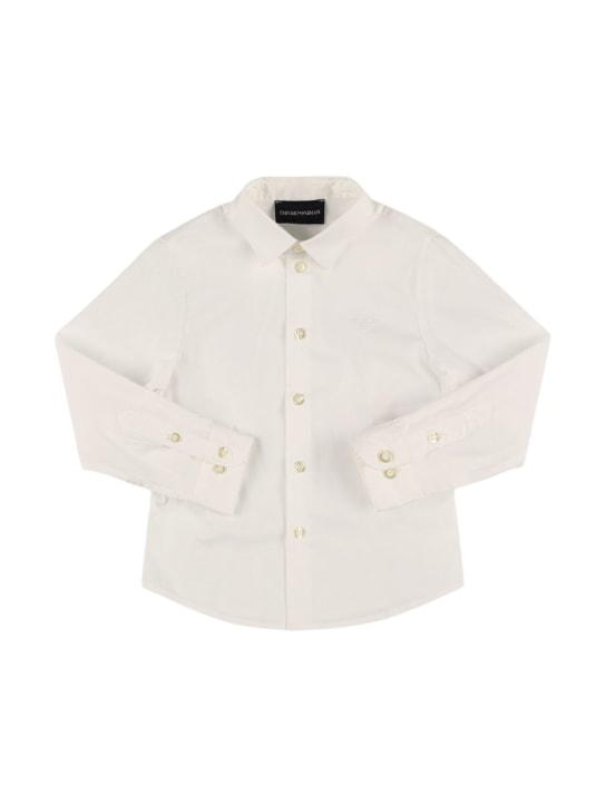 Emporio Armani: Camisa de popelina de algodón - Blanco - kids-boys_0 | Luisa Via Roma