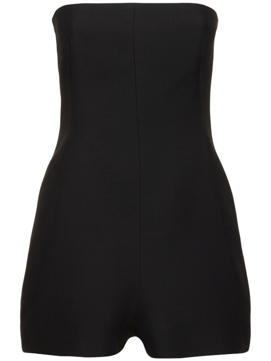 Valentino: Strapless crepe short jumpsuit - Black - women_0 | Luisa Via Roma