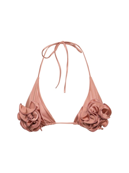 Magda Butrym: Haut de bikini en lycra à fleur en 3D - Rose - women_0 | Luisa Via Roma
