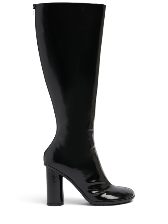 Bottega Veneta: 90mm Atomic leather boots - Siyah - women_0 | Luisa Via Roma