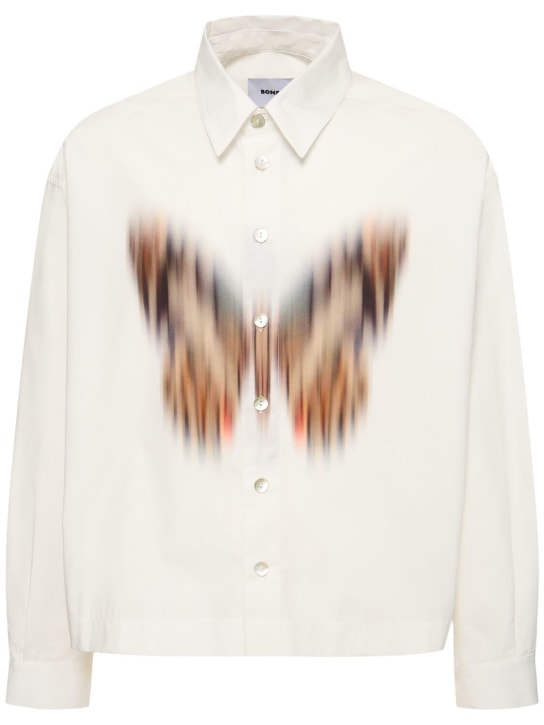 Bonsai: Camisa de algodón con estampado - Blanco - men_0 | Luisa Via Roma