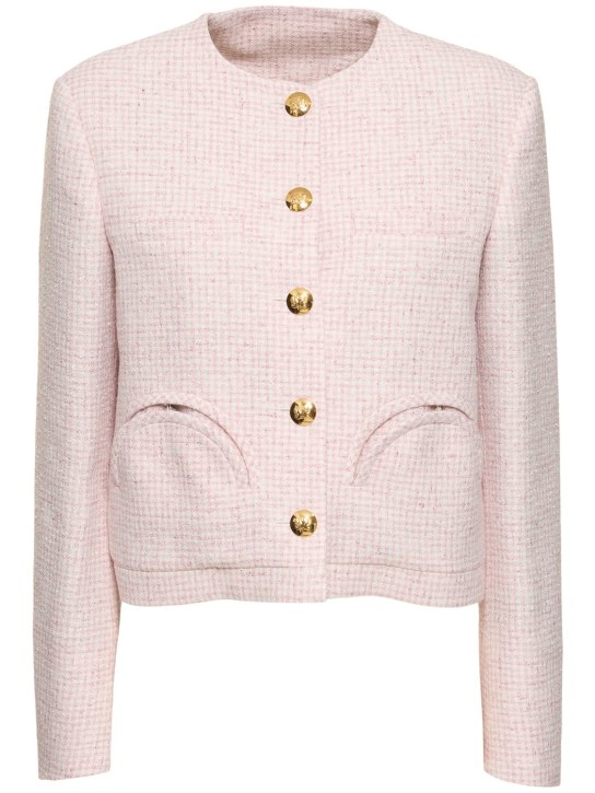 Blazé Milano: Panakeia Shamo bolero linen blend jacket - Pink - women_0 | Luisa Via Roma