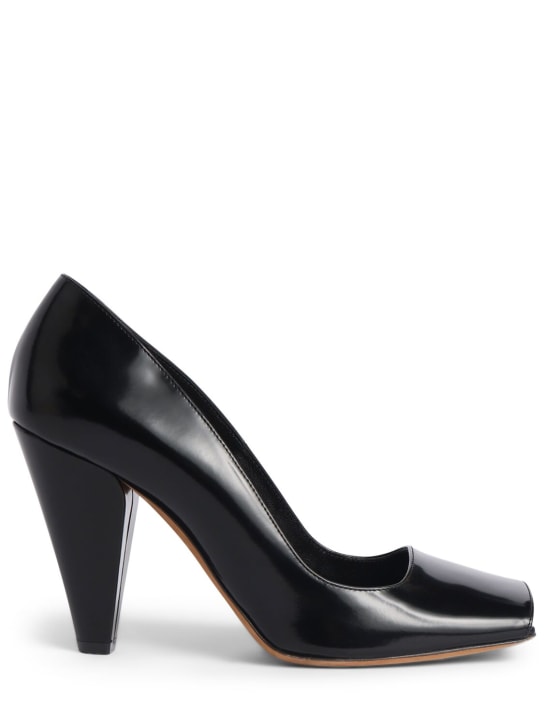 Khaite: 90mm Cedar open toe leather pumps - Black - women_0 | Luisa Via Roma