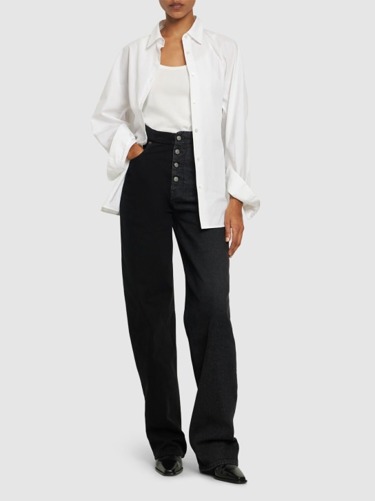 MM6 Maison Margiela: Bicolor straight denim jeans - Black/Grey - women_1 | Luisa Via Roma