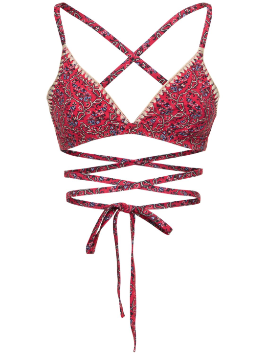 Isabel Marant: Bikini estampado con cordón - Cranberry/Multi - women_0 | Luisa Via Roma