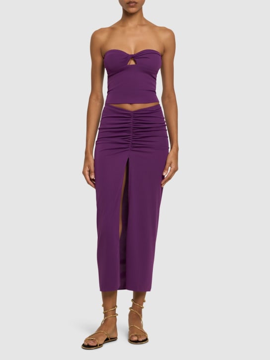 The Andamane: Paige high slit jersey midi skirt - Purple - women_1 | Luisa Via Roma