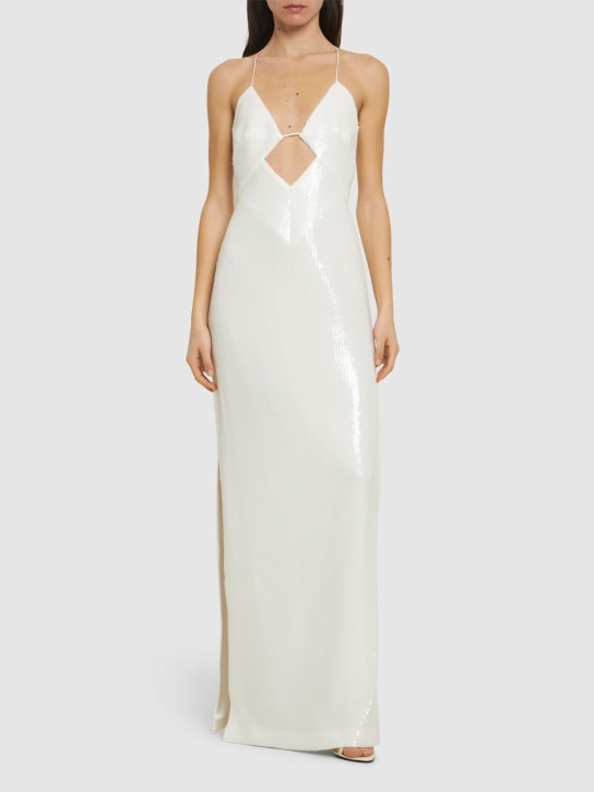 Galvan: Langes Kleid mit Pailletten „Kite“ - Weiß - women_1 | Luisa Via Roma