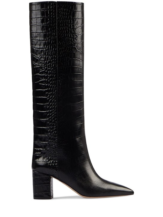 Paris Texas: 70毫米Anja鳄鱼压纹靴子 - 黑色 - women_0 | Luisa Via Roma