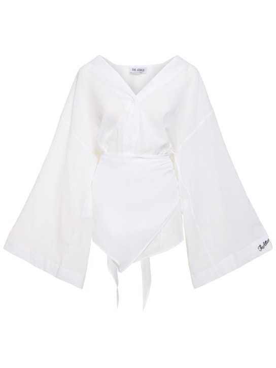 The Attico: Robe chemise courte en mousseline - Blanc - women_0 | Luisa Via Roma