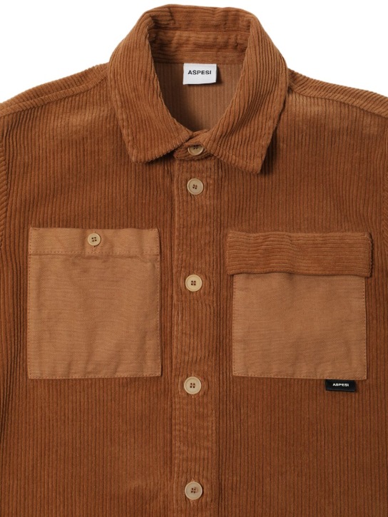 ASPESI: Cotton blend corduroy shirt jacket - Bej - kids-boys_1 | Luisa Via Roma