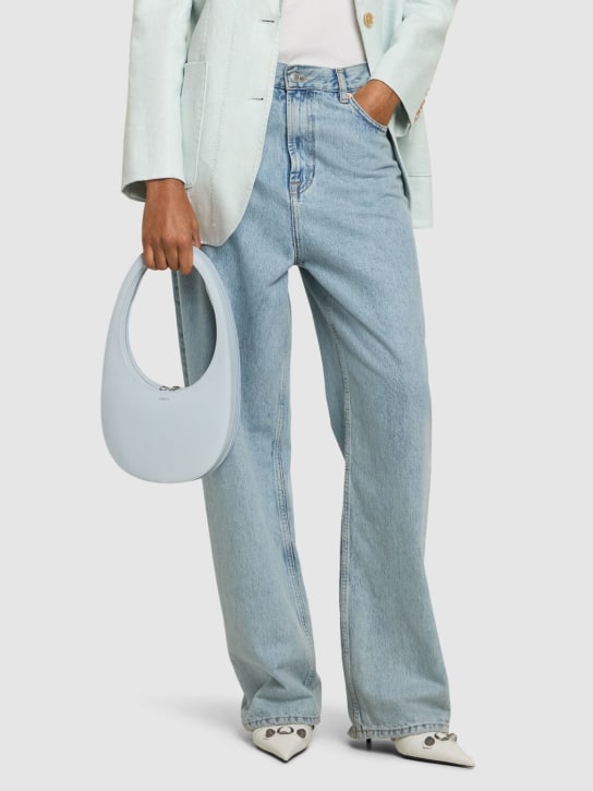 Coperni: Swipe gloss leather shoulder bag - Blue - women_1 | Luisa Via Roma