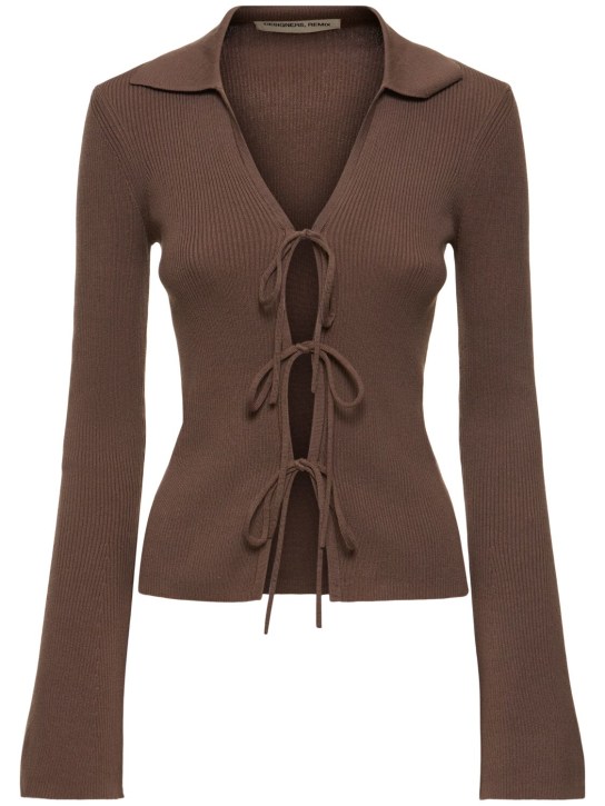 Designers Remix: Taliana ribbed cotton blend shirt - Brown - women_0 | Luisa Via Roma