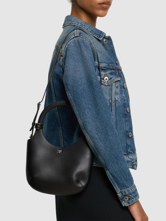 Courreges: Holy leather top handle bag - Black - women_1 | Luisa Via Roma