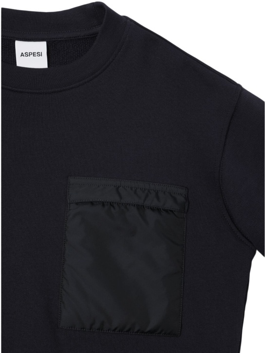 ASPESI: Sweatshirt aus Baumwolle mit Nylonbesatz - Blau - kids-boys_1 | Luisa Via Roma