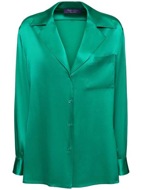 Ralph Lauren Collection: Camisa de seda - Verde - women_0 | Luisa Via Roma