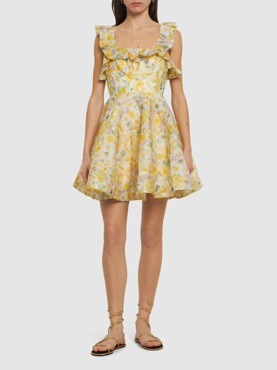 Zimmermann: Harmony ruffled linen silk mini dress - Yellow - women_1 | Luisa Via Roma